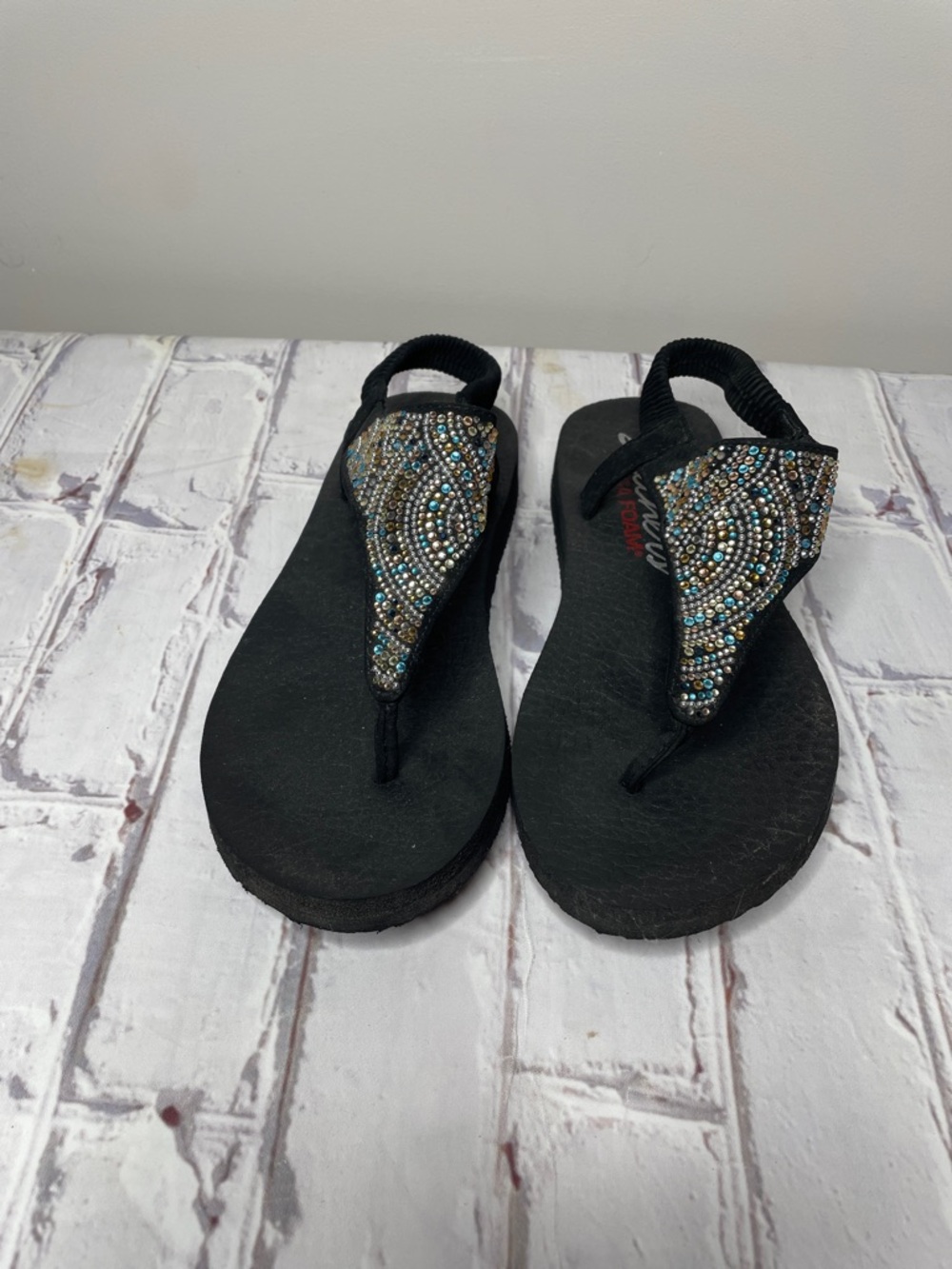 Skechers Beaded Black Women’s Thong Sandals